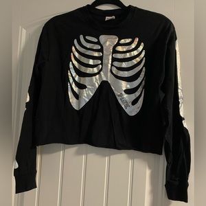 Victoria’s Secret shiny skeleton long sleeve crop top size XS
